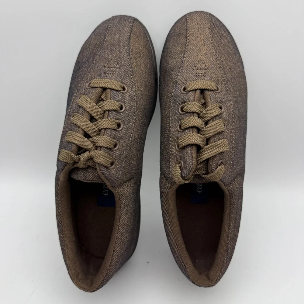 Easy Spirit Walking Shoes Womens 5M Brown Textile Lace Up Low Top Sneakers